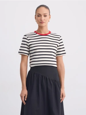 Zdjęcie produktu Mohito - Bawełniany t-shirt w paski - czarny