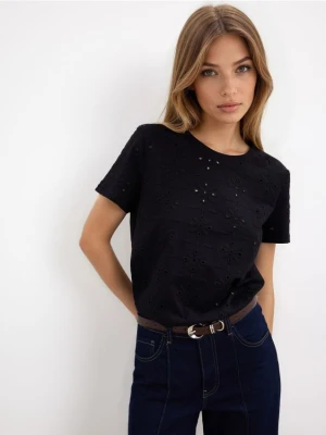 Zdjęcie produktu Mohito - Bawełniany t-shirt z haftem - czarny