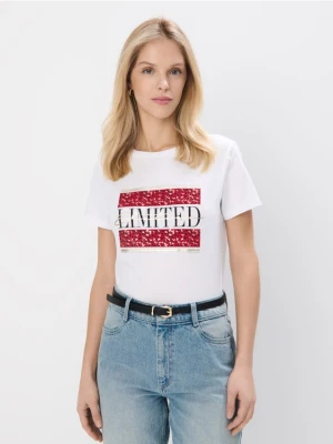 Mohito - Bawełniany t-shirt z nadrukiem - biały