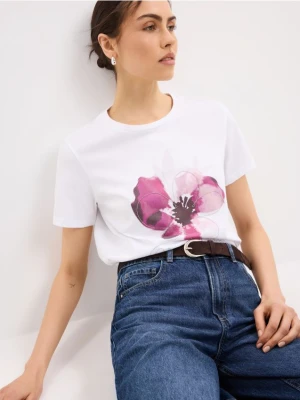 Mohito - Bawełniany t-shirt z nadrukiem - biały