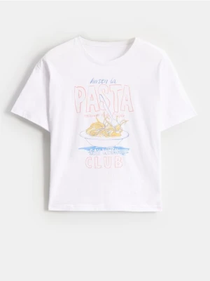 Mohito - Bawełniany t-shirt z nadrukiem - biały