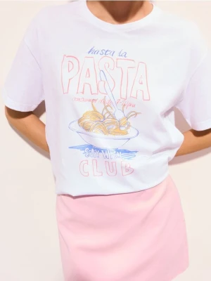 Mohito - Bawełniany t-shirt z nadrukiem - biały