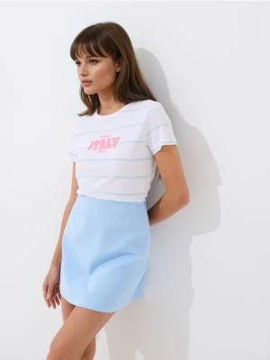 Mohito - Bawełniany t-shirt z nadrukiem - błękitny