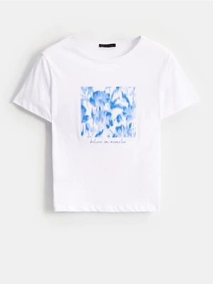 Zdjęcie produktu Mohito - Bawełniany t-shirt z printem - biały