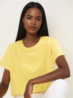 Mohito - Bawełniany żółty t-shirt - żółty