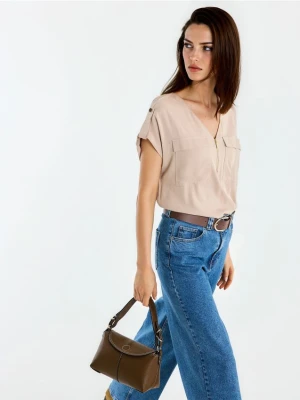 Mohito - Beżowa bluzka z wiskozy - beżowy