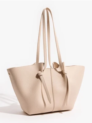 Mohito - Beżowa torebka shopper z kosmetyczką - beżowy