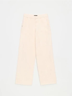 Mohito - Beżowe jeansy wide leg - kremowy