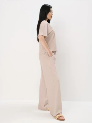 Mohito - Beżowe spodnie wide leg - beżowy