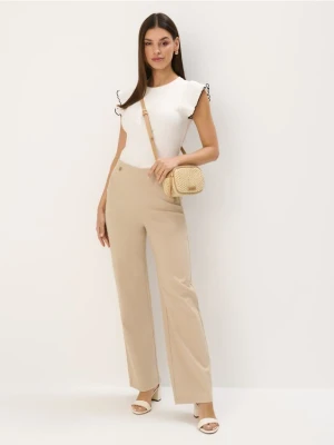 Mohito - Beżowe spodnie z szeroką nogawką - beżowy