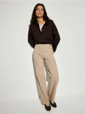 Mohito - Beżowe spodnie z szeroką nogawką - beżowy