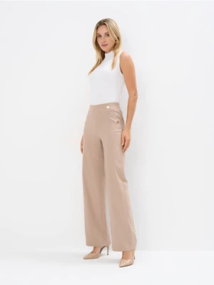 Mohito - Beżowe spodnie z szeroką nogawką - beżowy