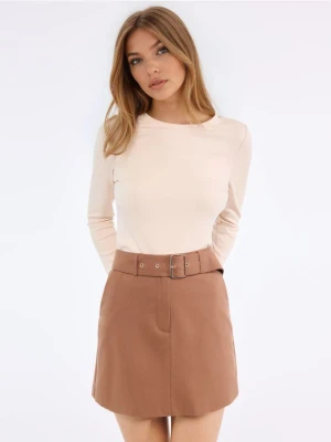 Mohito - Longsleeve basic z modalem - beżowy