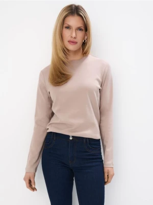 Mohito - Beżowy longsleeve z merceryzowanej bawełny - beżowy