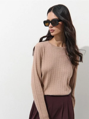 Mohito - Beżowy sweter basic z wiskozą - beżowy