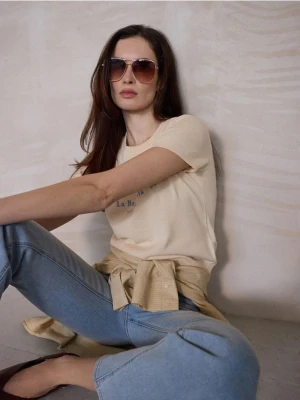 Mohito - Beżowy sweter z krótkim rękawem - żółty