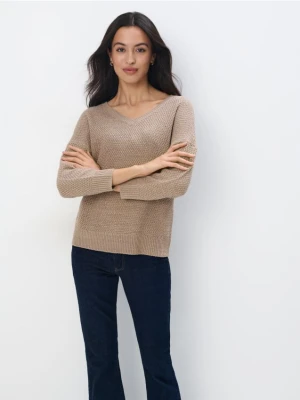 Mohito - Beżowy sweter z metaliczną nitką - beżowy