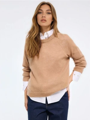 Mohito - Beżowy sweter z wełną i moherem - beżowy