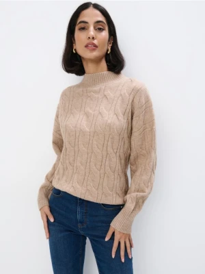 Mohito - Beżowy sweter ze stójką - beżowy