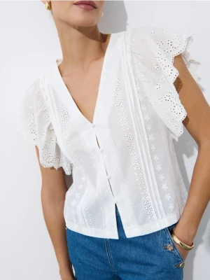 Mohito - Biała bluzka z falbanami - biały