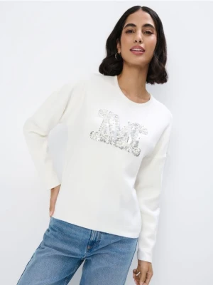 Mohito - Biały sweter z ozdobnym naszyciem - biały