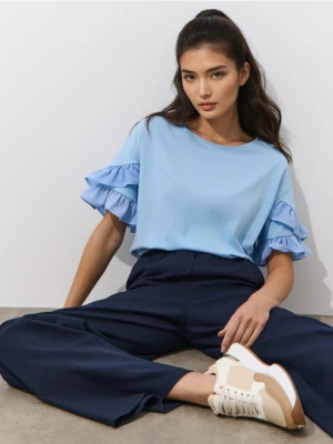 Mohito - Błękitna bluzka z falbankami - błękitny