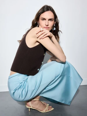 Mohito - Błękitna spódnica midi z lyocellu - turkusowy