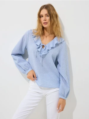 Mohito - Bluzka w kratkę - błękitny