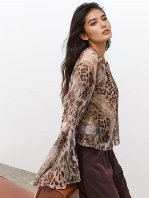Mohito - Bluzka w zwierzęcy wzór - beżowy