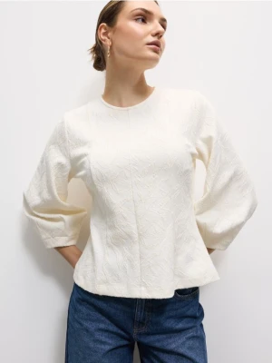 Mohito - Bluzka z bufiastym rękawem - kremowy