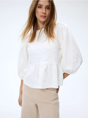 Mohito - Bluzka z bufiastym rękawem - kremowy