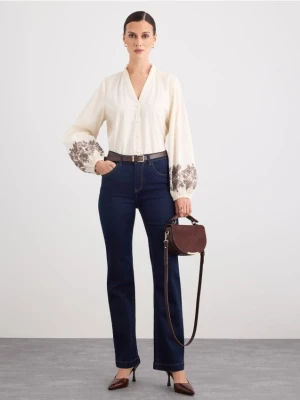 Mohito - Bluzka z bufiastym rękawem - kremowy