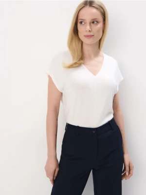 Mohito - Bluzka z dekoltem V - kremowy