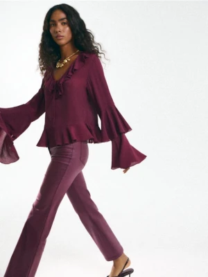 Mohito - Bluzka z falbanami - bordowy