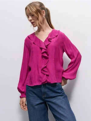 Mohito - Bluzka z falbanami - fioletowy