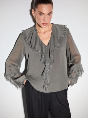 Mohito - Bluzka z falbanami - zielony