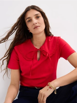 Mohito - Bluzka z ozdobnym kołnierzem - czerwony