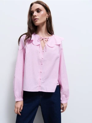 Mohito - Bluzka z ozdobnym kołnierzem - różowy