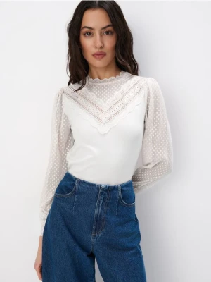 Mohito - Bluzka z ozdobnym przodem - kremowy