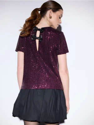 Mohito - Bluzka z ozdobnym tyłem - mahoń