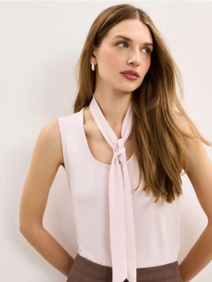 Mohito - Bluzka z ozdobnym wiązaniem - pastelowy różowy