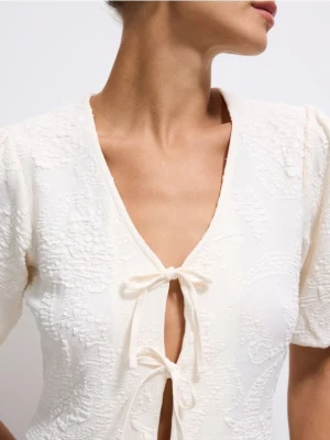 Mohito - Bluzka z wiązaniami - kremowy