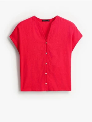 Mohito - Bluzka z wiskozy i lnu - fuksjowy