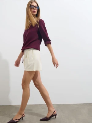 Mohito - Bluzka z wiskozy i lnu - mahoń