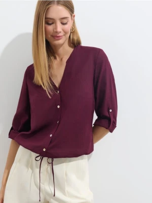 Mohito - Bluzka z wiskozy i lnu - mahoń