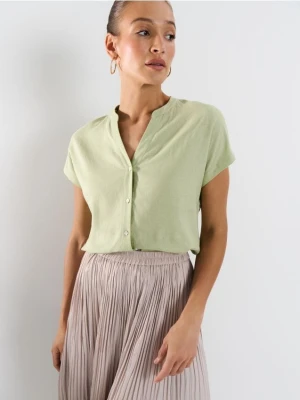 Mohito - Bluzka z wiskozy i lnu - zielony
