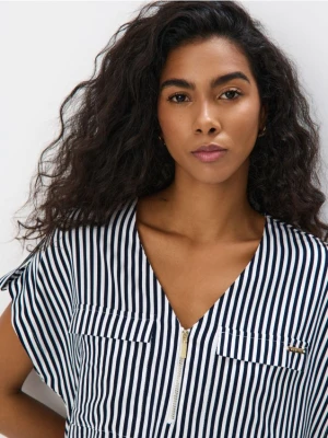 Mohito - Bluzka z wiskozy w paski - biały