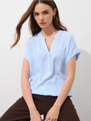Mohito - Bluzka z wiskozy w paski - błękitny