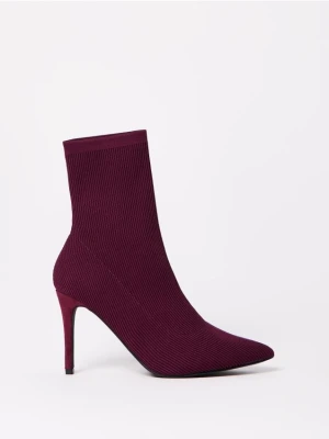 Mohito - Bordowe botki na szpilce - kasztanowy