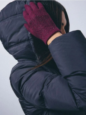 Mohito - Bordowe rękawiczki z wełną - kasztanowy